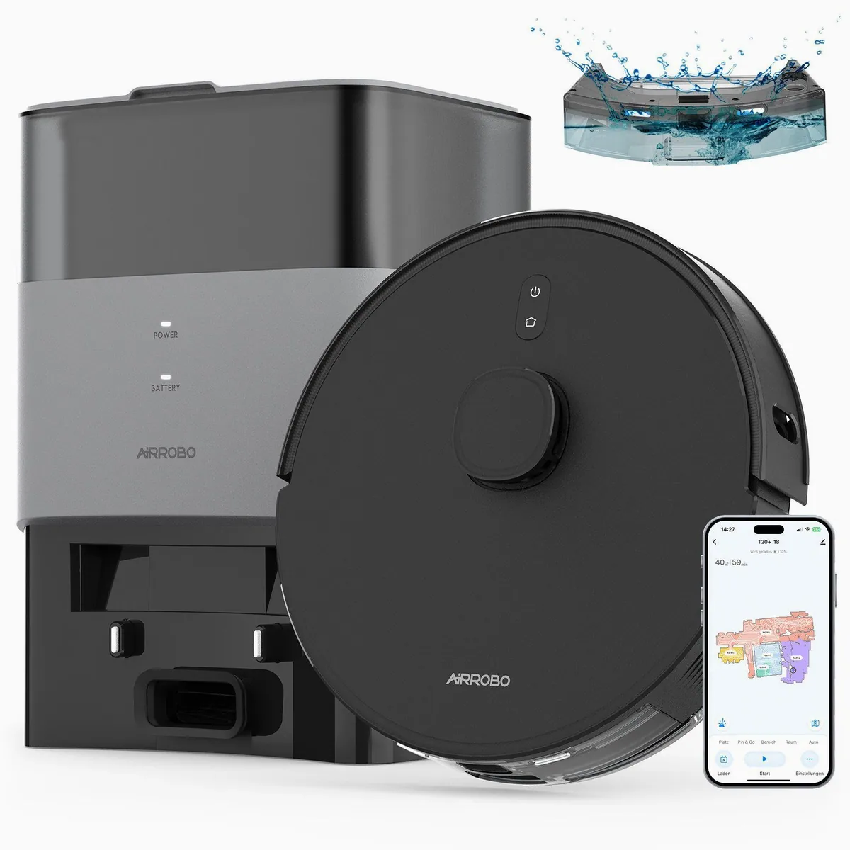 AIRROBO T20 Saugroboter mit Wischfunktion, intelligente Absaugstation, präzise LiDAR-Navigation
