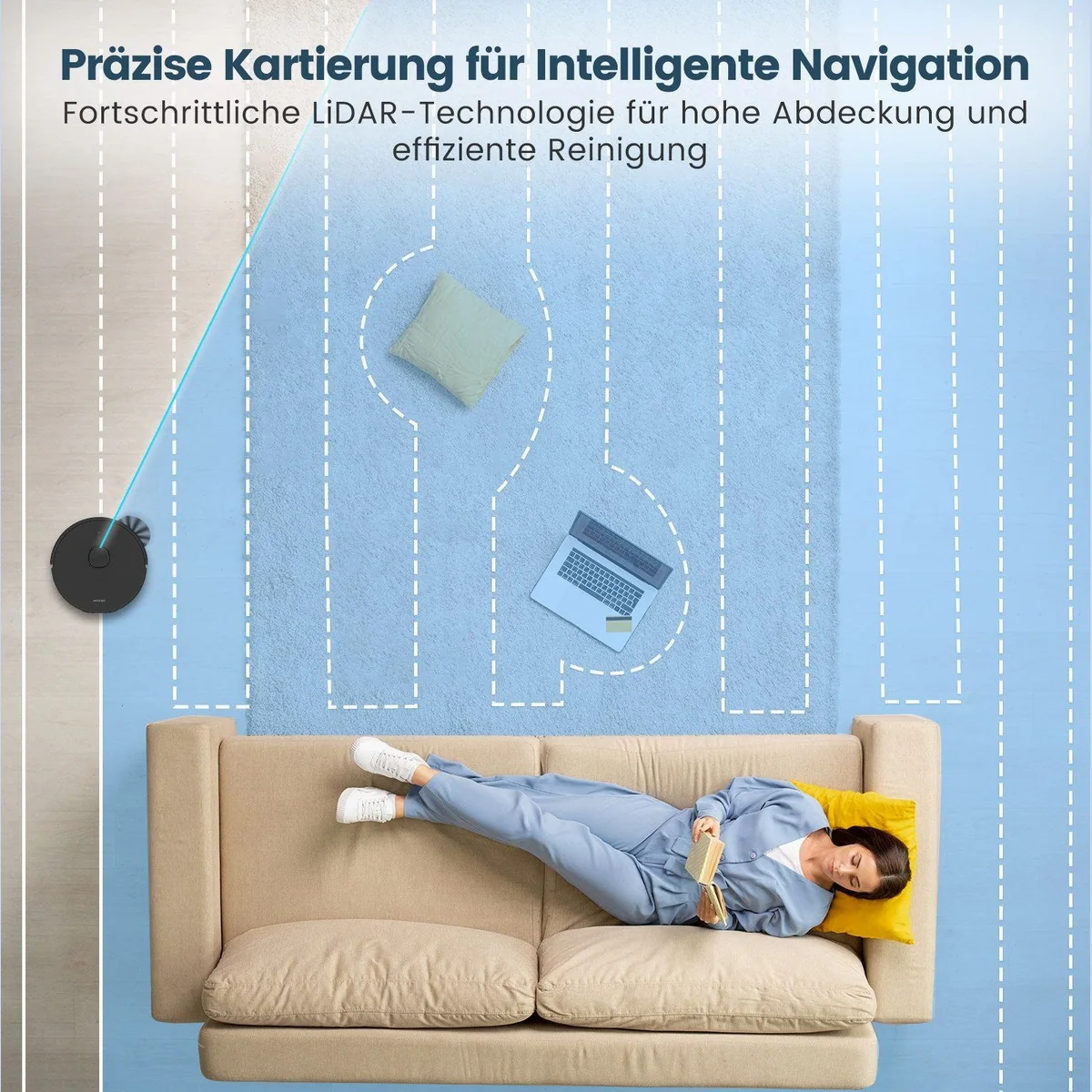 AIRROBO T20 Saugroboter mit Wischfunktion, intelligente Absaugstation, präzise LiDAR-Navigation 3