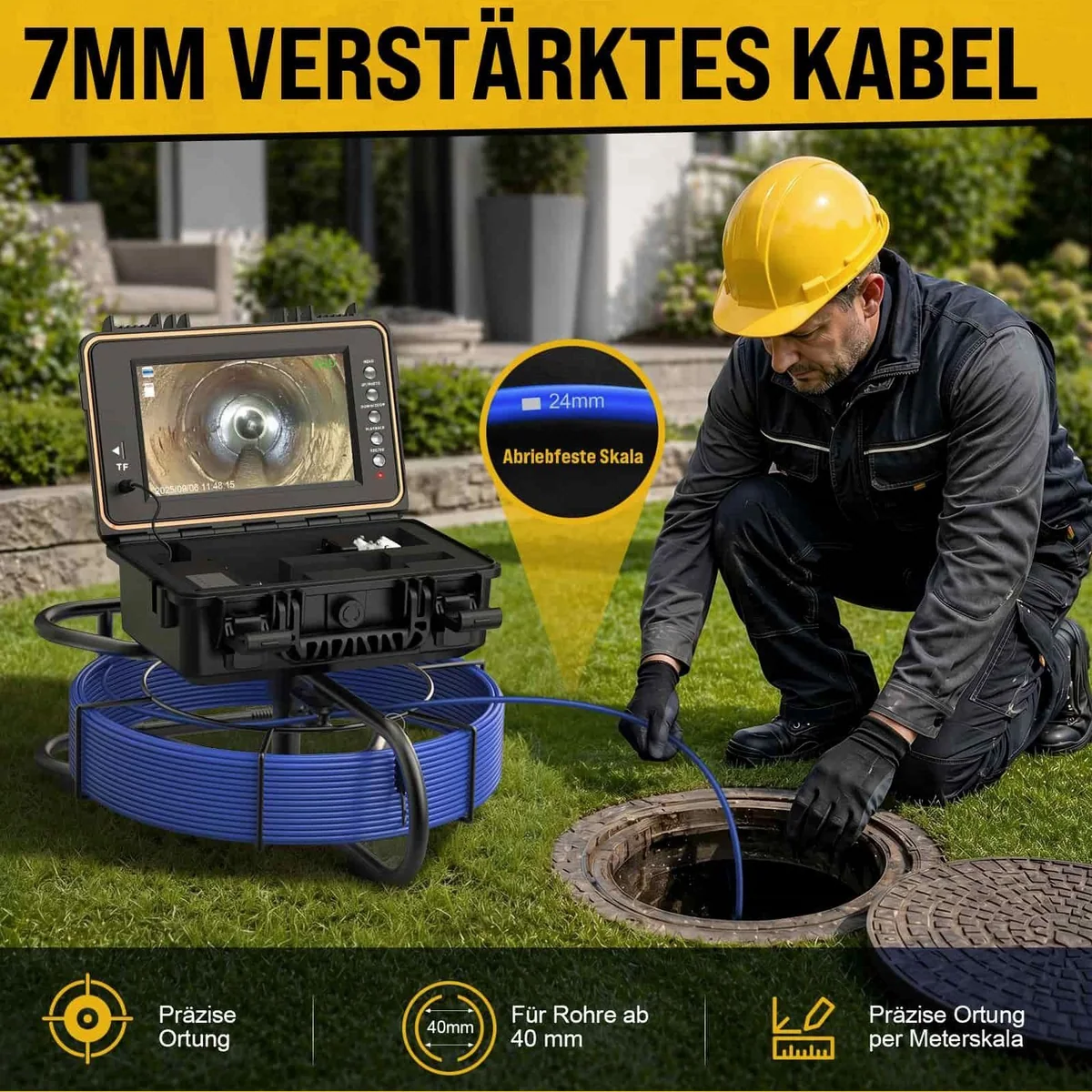 ANYSUN L09D2 Kanalkamera, selbstnivellierend, HD-Display, 30m Reichweite 2