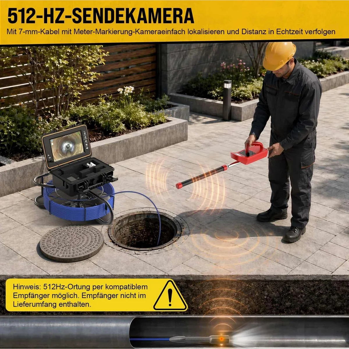 ANYSUN L09D2 Kanalkamera, selbstnivellierend, HD-Display, 30m Reichweite 3