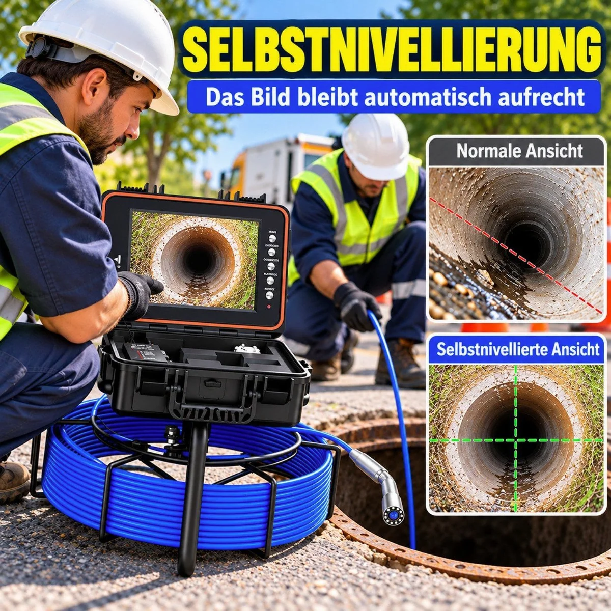ANYSUN Rohrkamera 30/50 m, selbstnivellierend, 1080P HD, 9-Zoll IPS Monitor 2