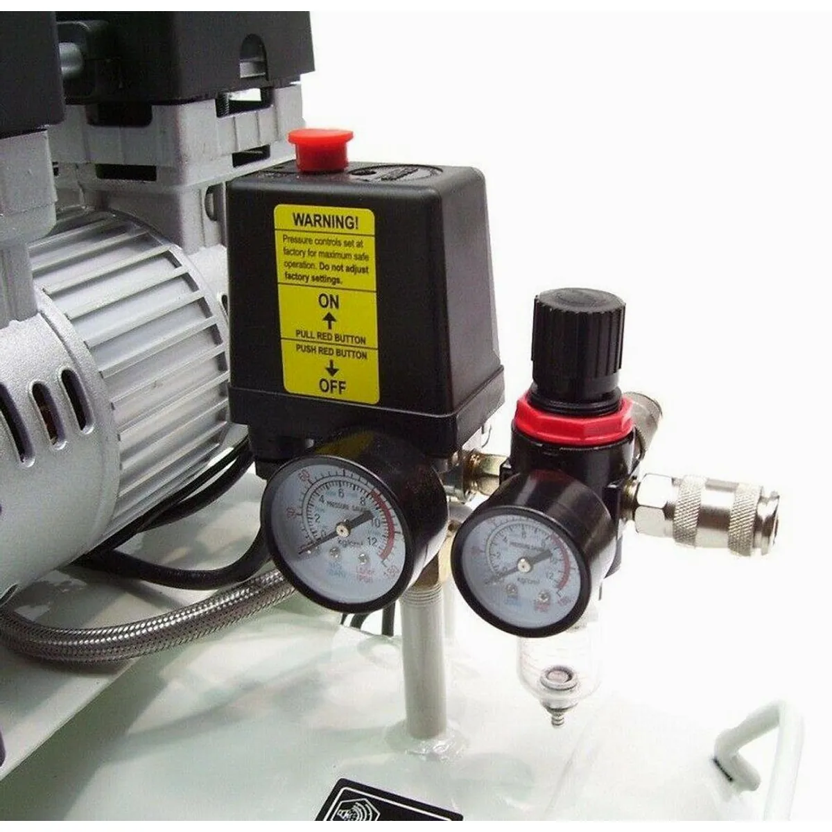 Apex Flüsterkompressor 100L, leise 69 dB(A), ölfrei, 2250 W 4