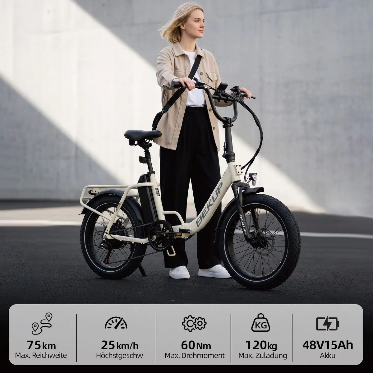BEKUP S3 E-Bike Klapprad, 720Wh Akku, 60Nm Heckmotor, 7-Gang Shimano 4