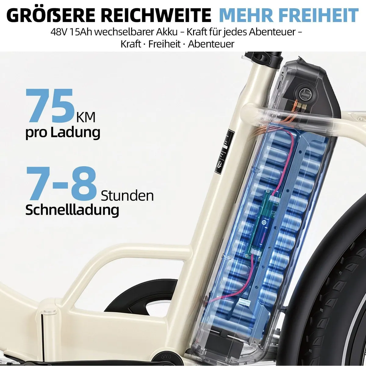 BEKUP S3 E-Bike Klapprad, 720Wh Akku, 60Nm Heckmotor, 7-Gang Shimano 5