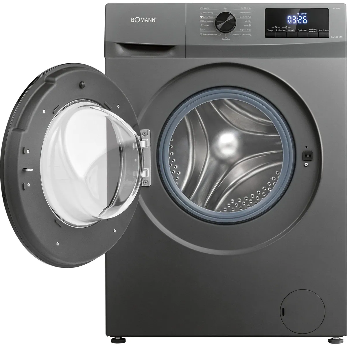 Bomann WA 7185 Waschmaschine, 8 kg, 1400 U/min — vielseitige Programme, LED-Display, hohe Sicherheit 3