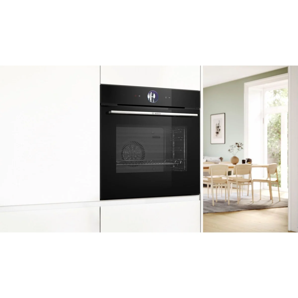 Bosch HBG7363B1 Backofen, Teleskopauszug nachrüstbar, digitaler Bedienring