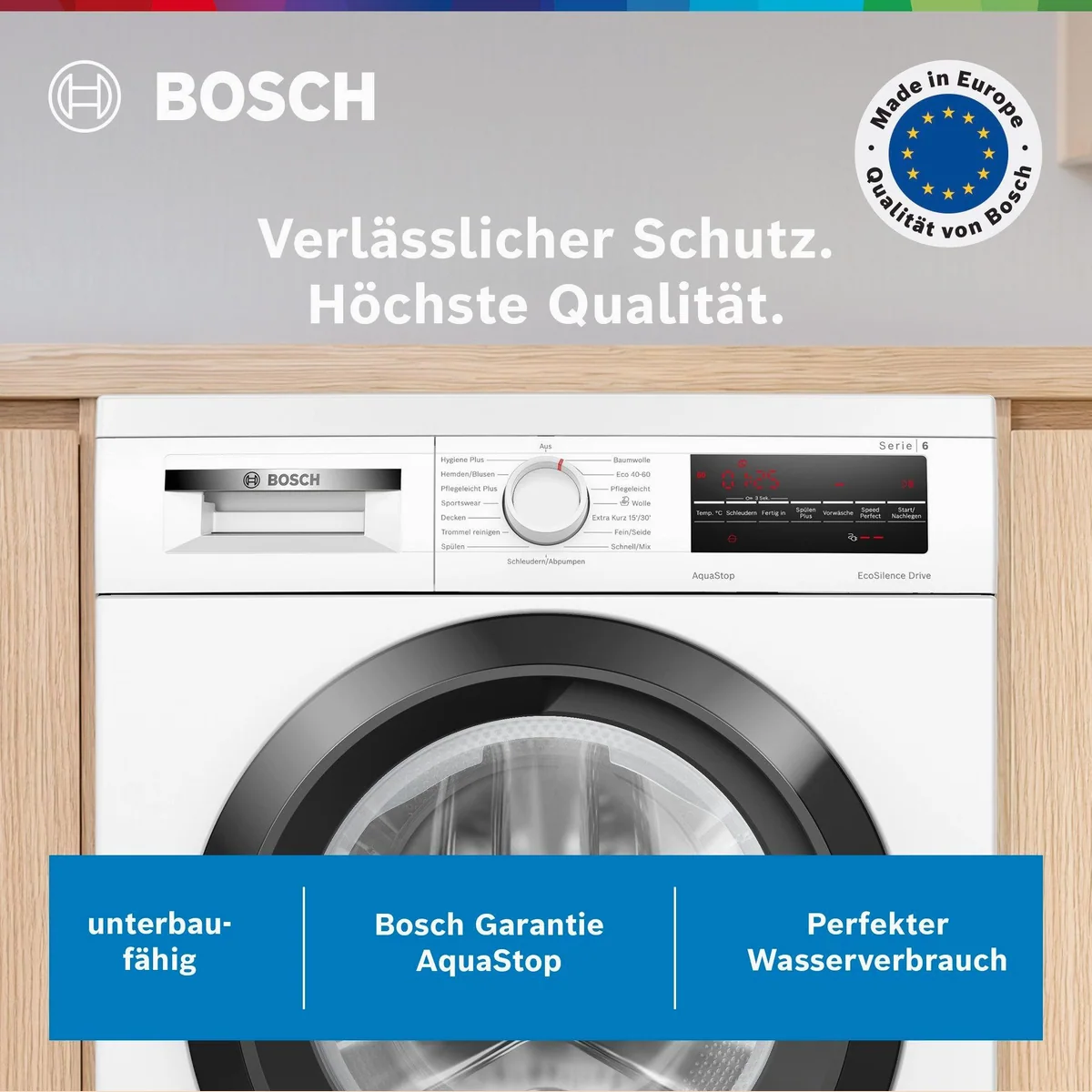 Bosch WUU28T48 Waschmaschine, 8 kg, 1400 U/min, unterbaufähig, AquaStop, Invertermotor 2