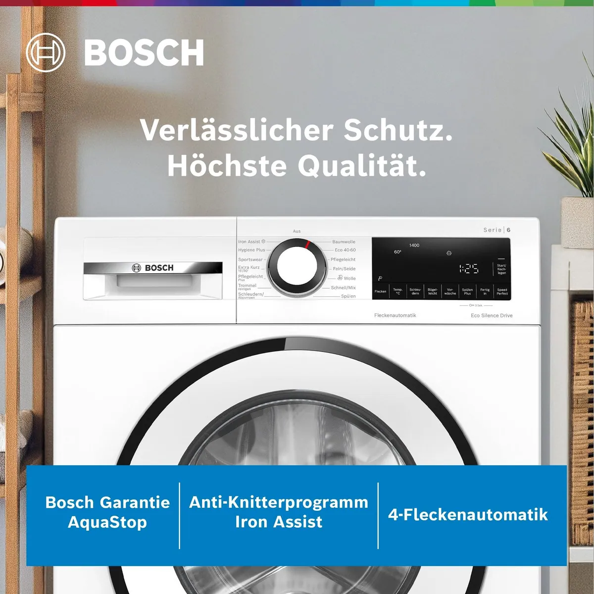 Bosch WGG244ZV0 Waschmaschine, 9 kg, 1400 U/min, Nachlegefunktion, Aquasecure 5