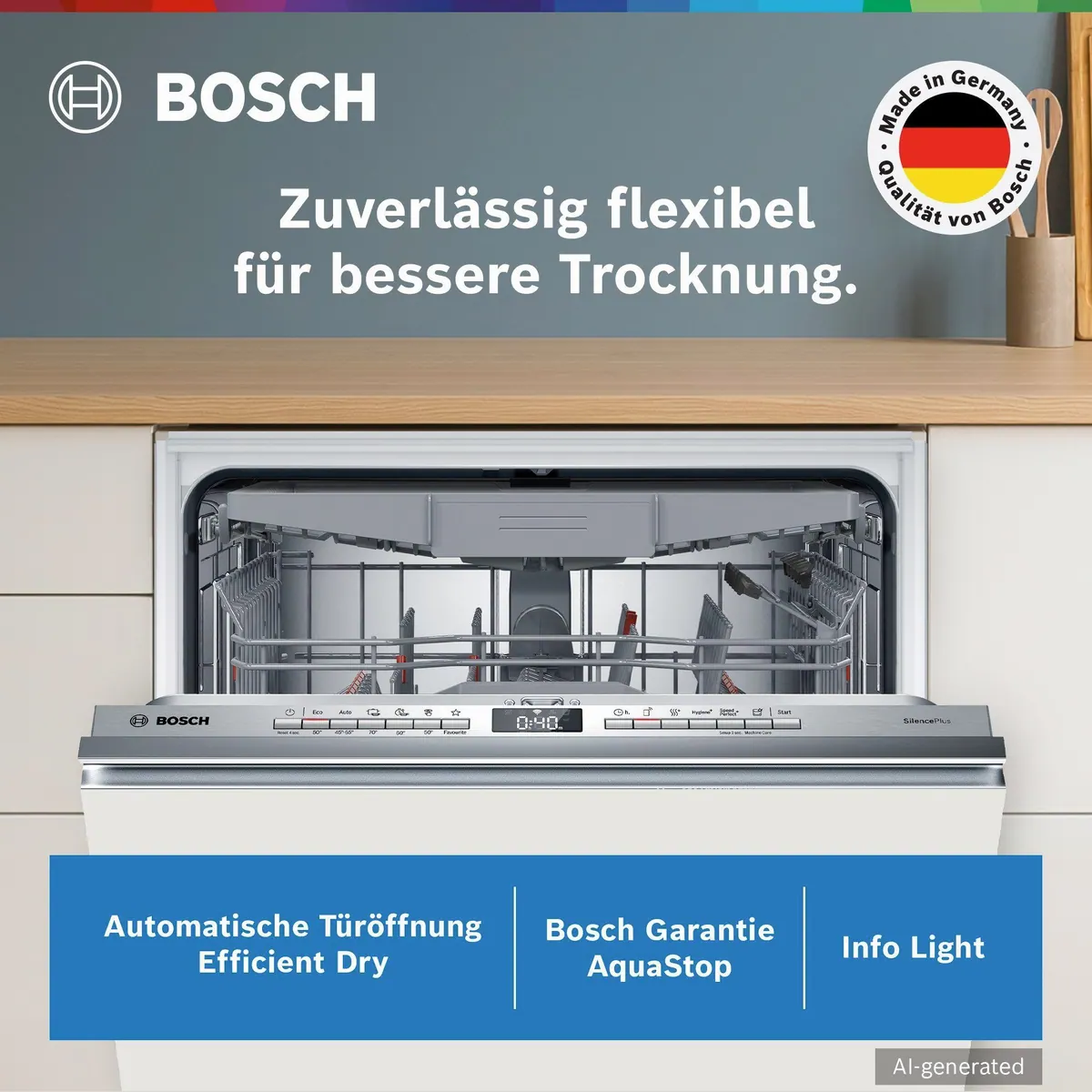 Bosch SMV4ECX32E Geschirrspüler, 14 Maßgedecke, Automatische Türöffnung, Max Flex Körbe 2