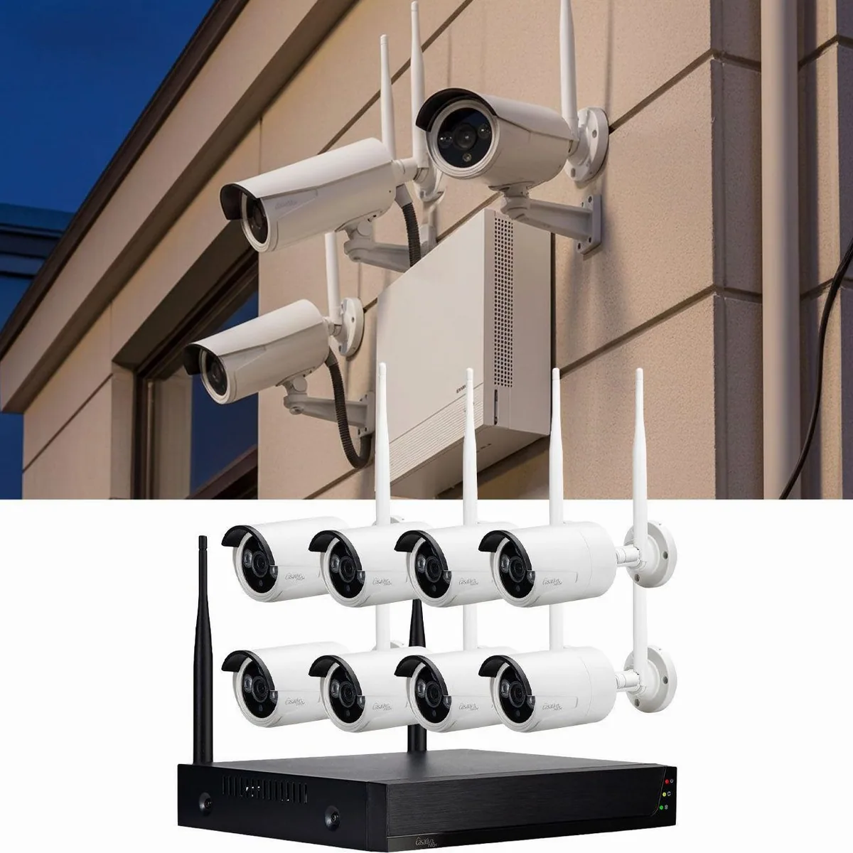 Casativo Überwachungskamera 150m Profi Funk Überwachungssystem, 8 QHD-2K Kameras, Nachtsicht bis 25m 2