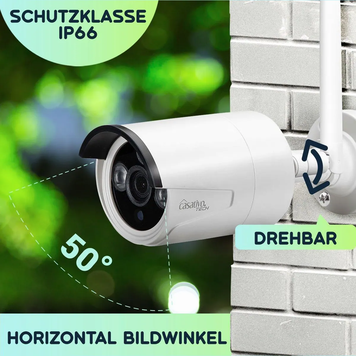 Casativo Überwachungskamera 150m Profi Funk Überwachungssystem, 8 QHD-2K Kameras, Nachtsicht bis 25m 3