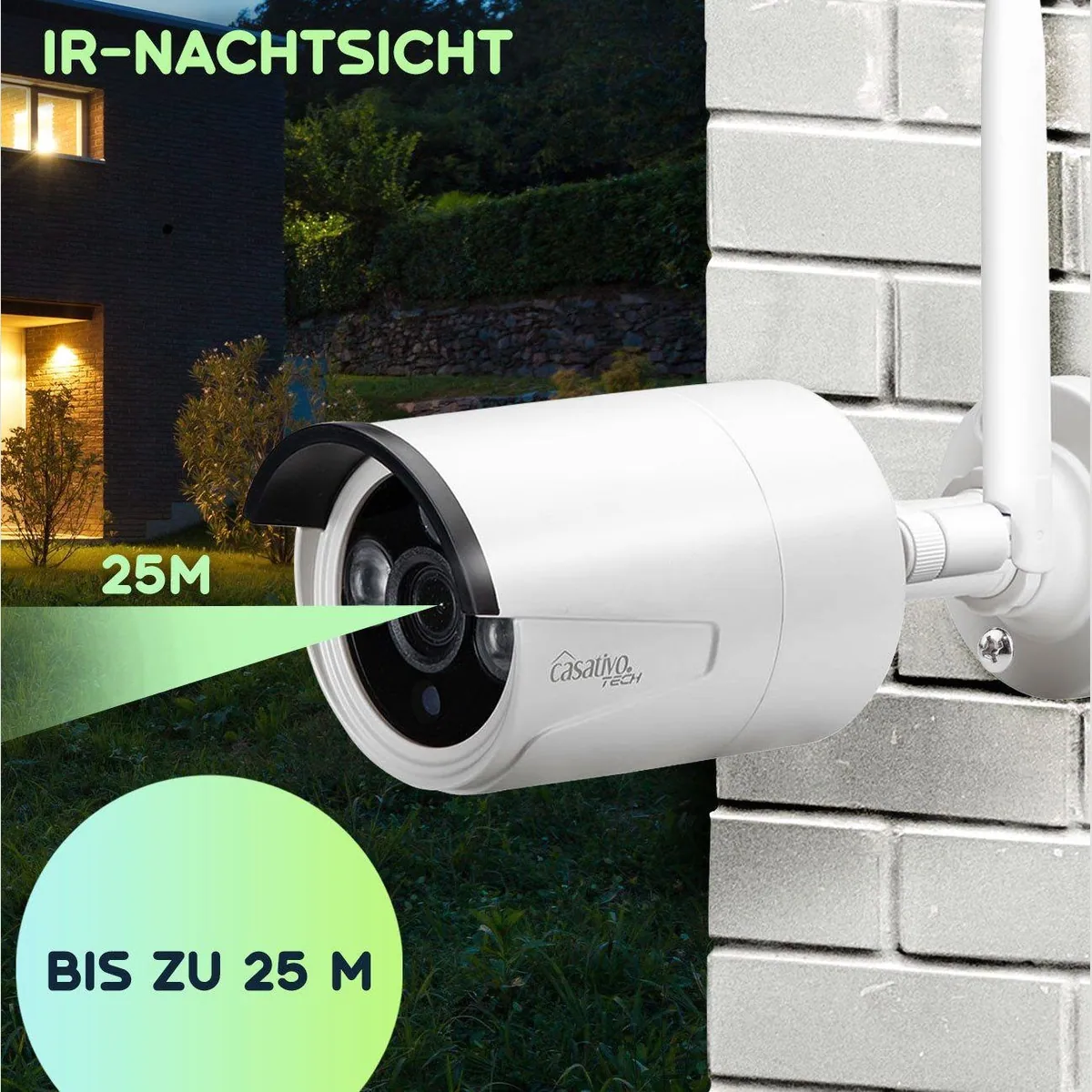 Casativo Überwachungskamera 150m Profi Funk Überwachungssystem, 8 QHD-2K Kameras, Nachtsicht bis 25m 4