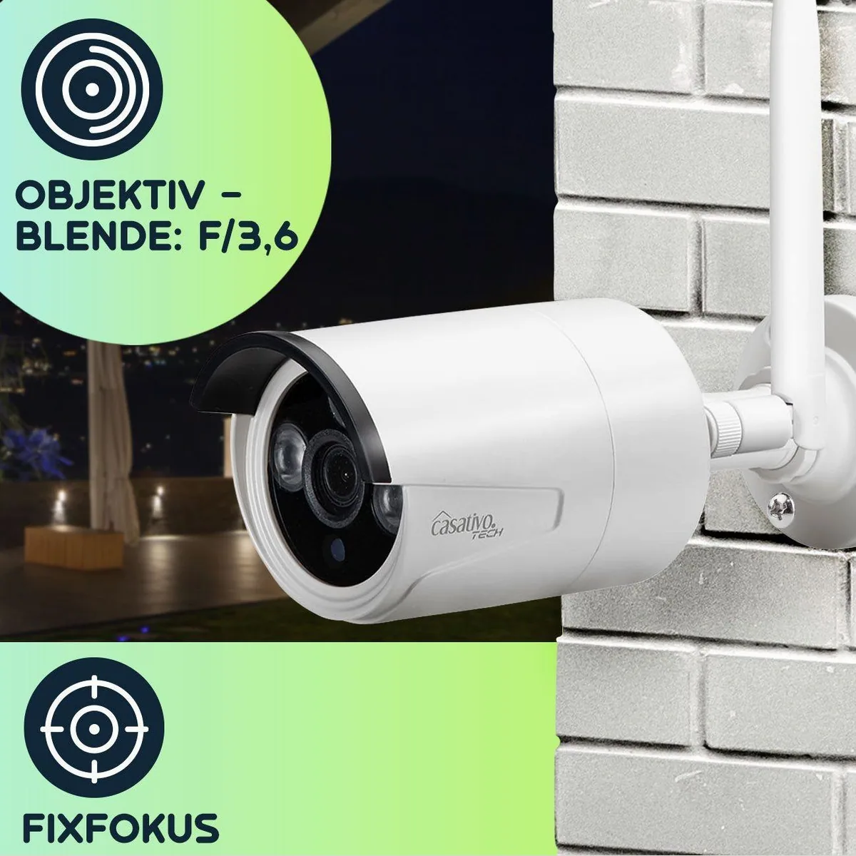 Casativo Überwachungskamera 150m Profi Funk Überwachungssystem, 8 QHD-2K Kameras, Nachtsicht bis 25m 5