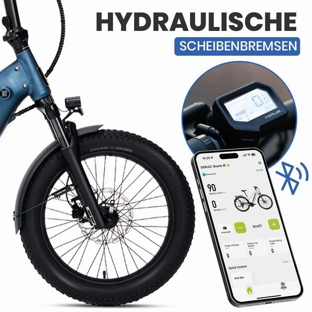 DERUIZ E-Bike Klapprad 20 Zoll, kompakt, leistungsstark, hohe Reichweite 2