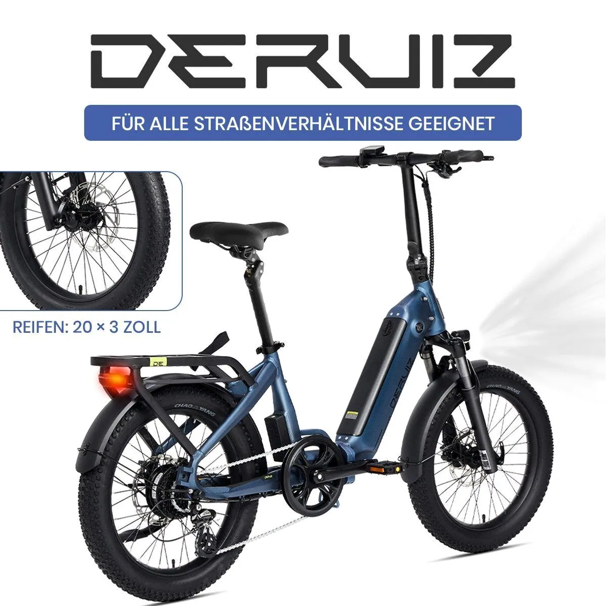 DERUIZ E-Bike Klapprad 20 Zoll, kompakt, leistungsstark, hohe Reichweite 3