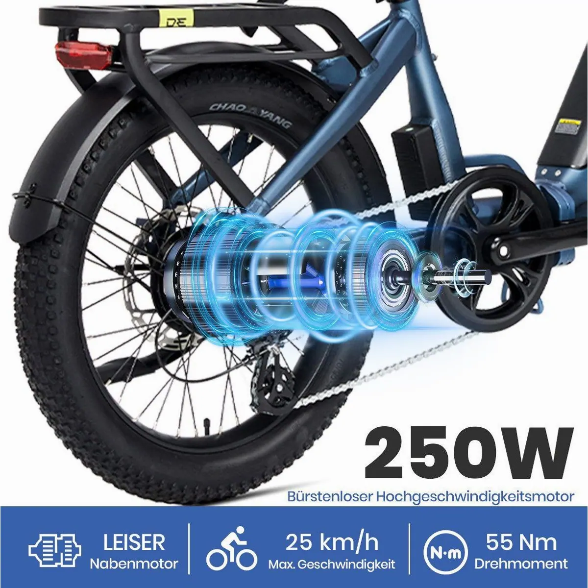 DERUIZ E-Bike Klapprad 20 Zoll, kompakt, leistungsstark, hohe Reichweite 4