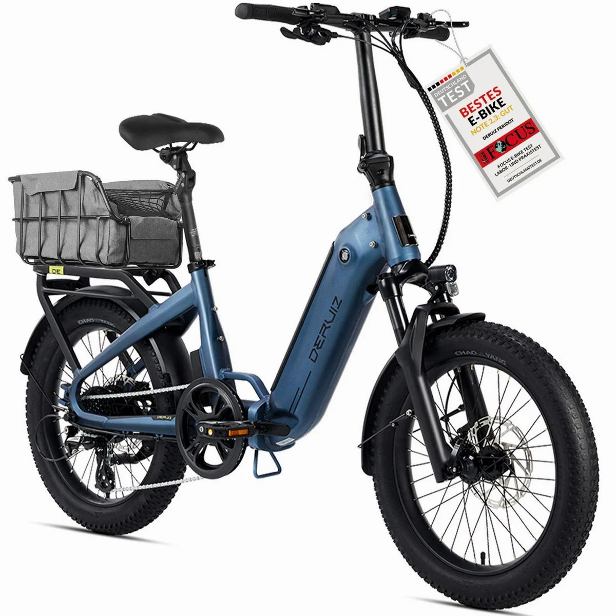 DERUIZ Peridot Klapprad, 20 Zoll, 143 km Reichweite, gefederte Sattelstütze, 8-Gang Shimano