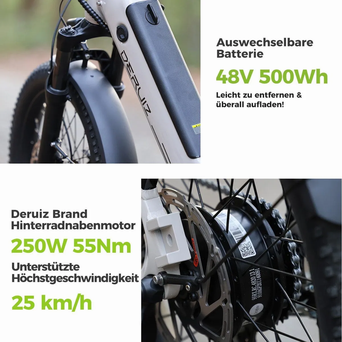 DERUIZ Peridot Klapprad, 20 Zoll, 143 km Reichweite, gefederte Sattelstütze, 8-Gang Shimano 2