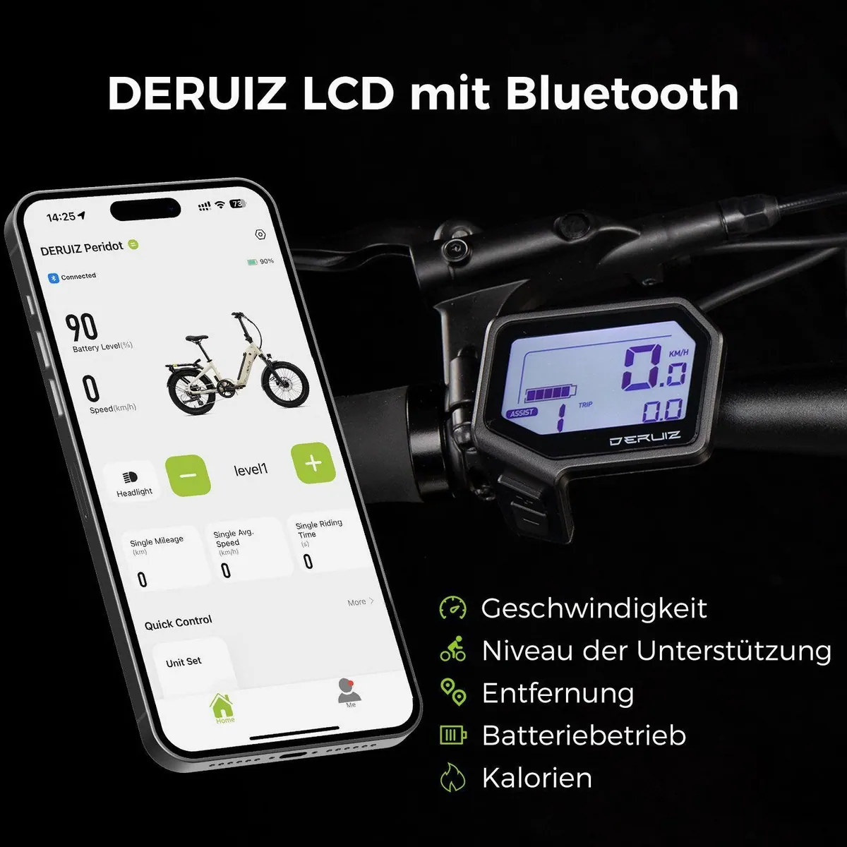 DERUIZ Peridot Klapprad, 20 Zoll, 143 km Reichweite, gefederte Sattelstütze, 8-Gang Shimano 3