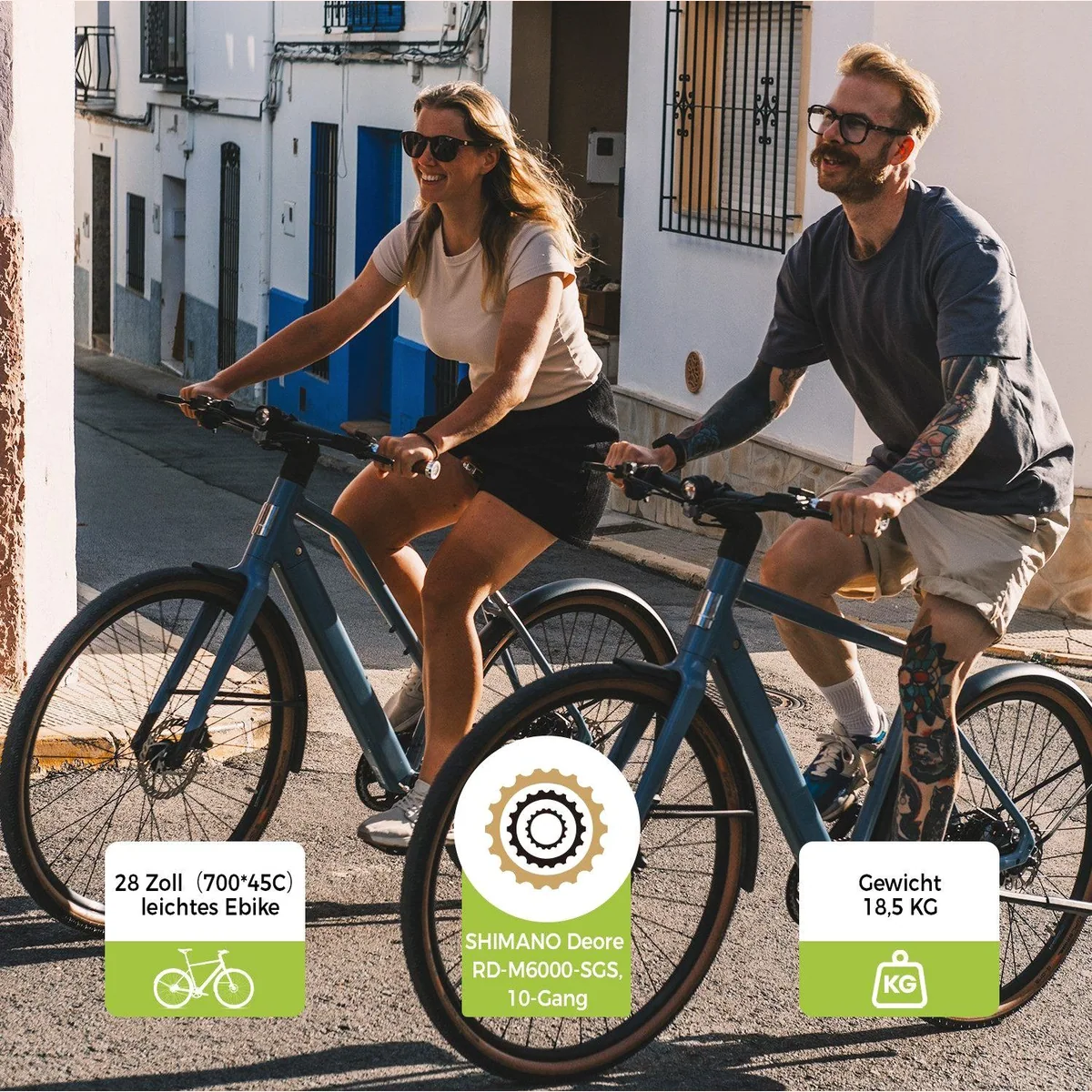 DERUIZ Turmali E-Bike, 36 V Heckmotor, 10-Gang Shimano, 360 Wh Akku 2