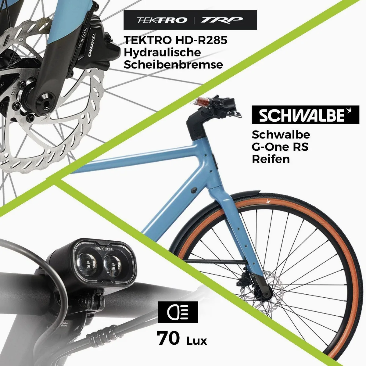 DERUIZ Turmali E-Bike, 36 V Heckmotor, 10-Gang Shimano, 360 Wh Akku 3