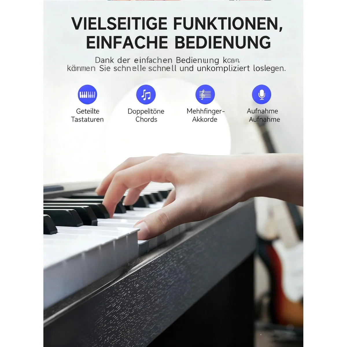 Donner DDP-50 Lite Digitalpiano, gewichtete 88 Tasten, Bluetooth, 1000 Klangfarben 4