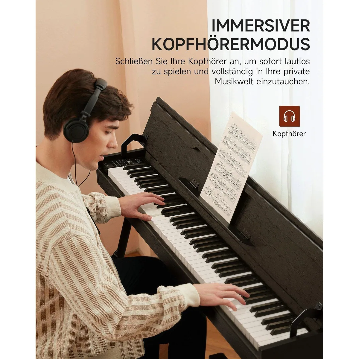 Donner DDP-55 Digitalpiano, 88 gewichtete Tasten, 128 Klänge, 100 Rhythmen 4