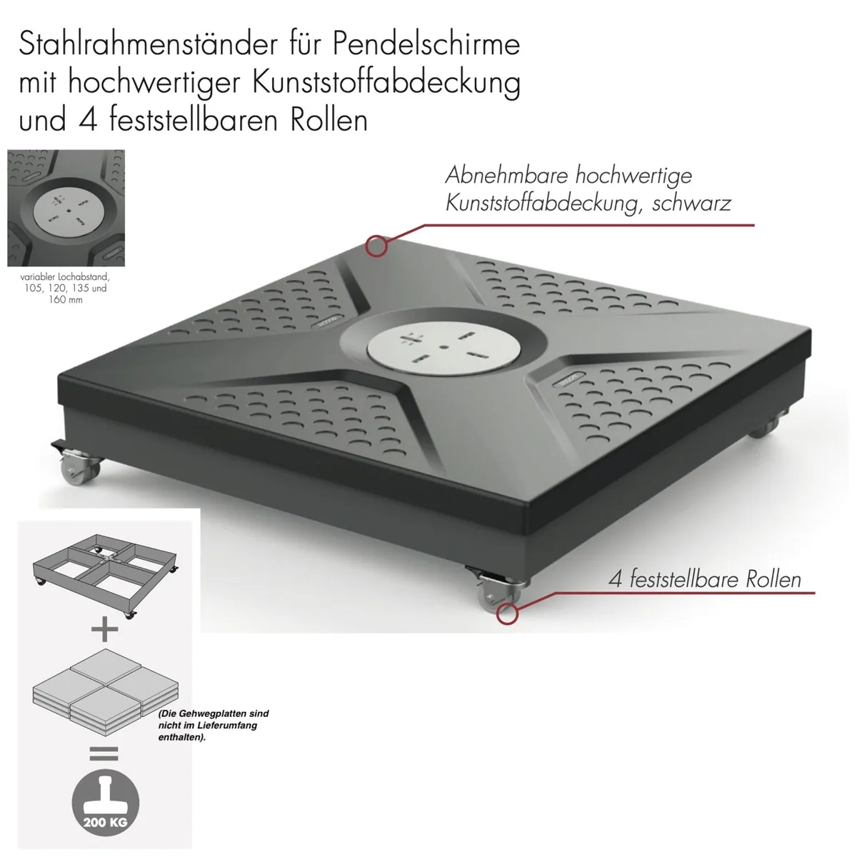 Doppler Active Easy Push Rollsockel, stabil und flexibel für Pendelschirme