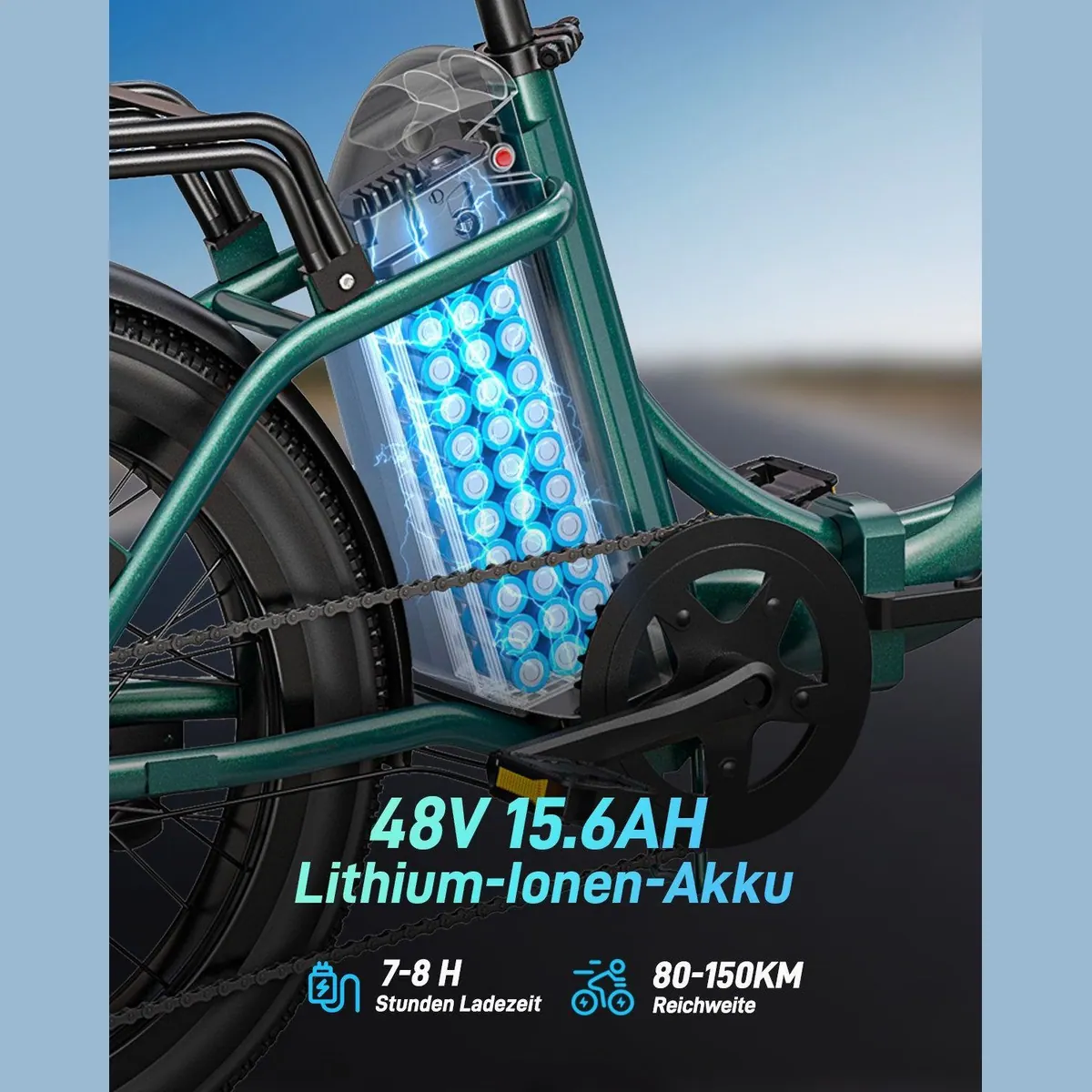 DYU C9 E-Bike Klapprad, 250 W Motor, 15,6 Ah Akku, 7-Gang-Schaltung 2