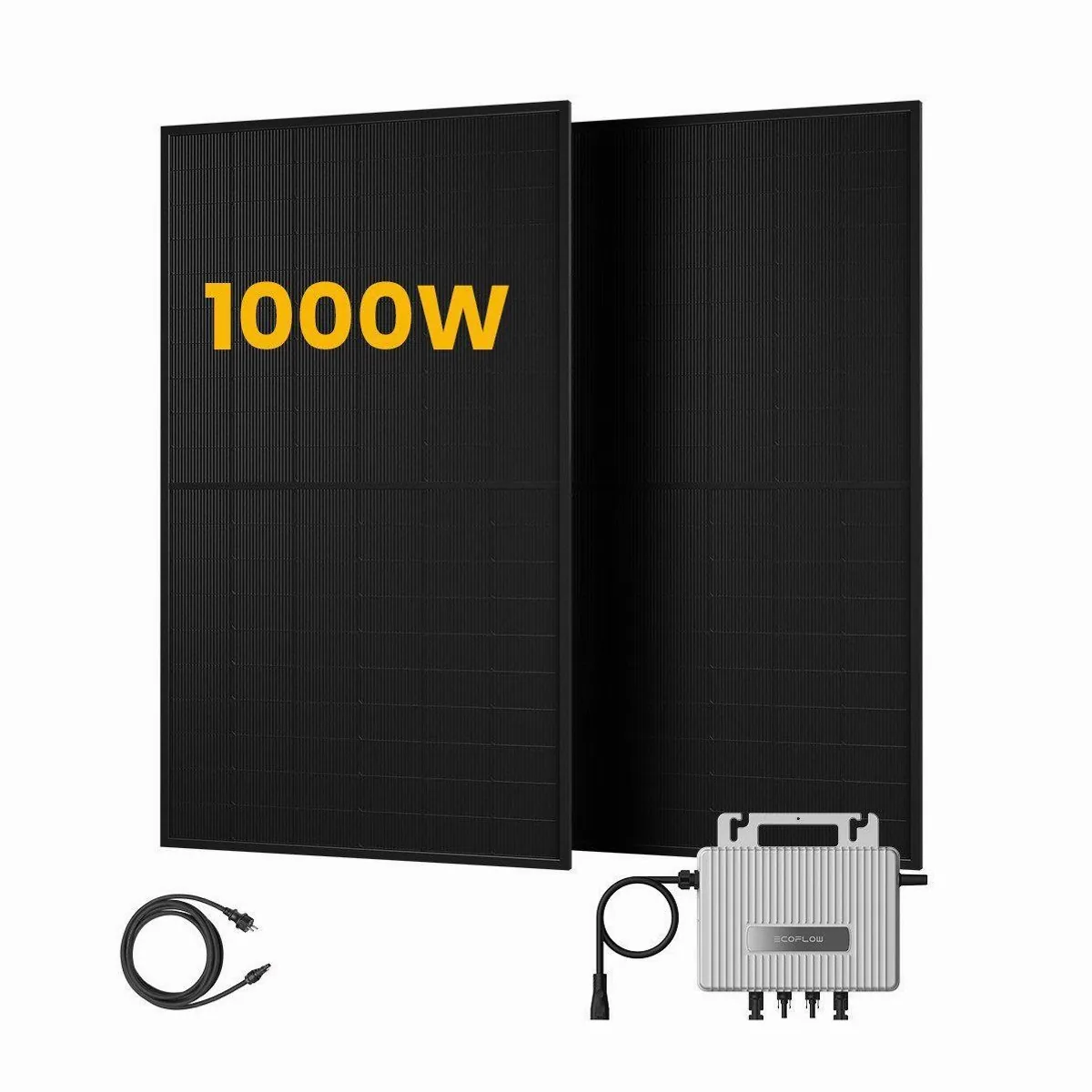 Ecoflow Balkonkraftwerk 1000W, 2x 500W Solarmodule, 800W Wechselrichter, einfache Installation