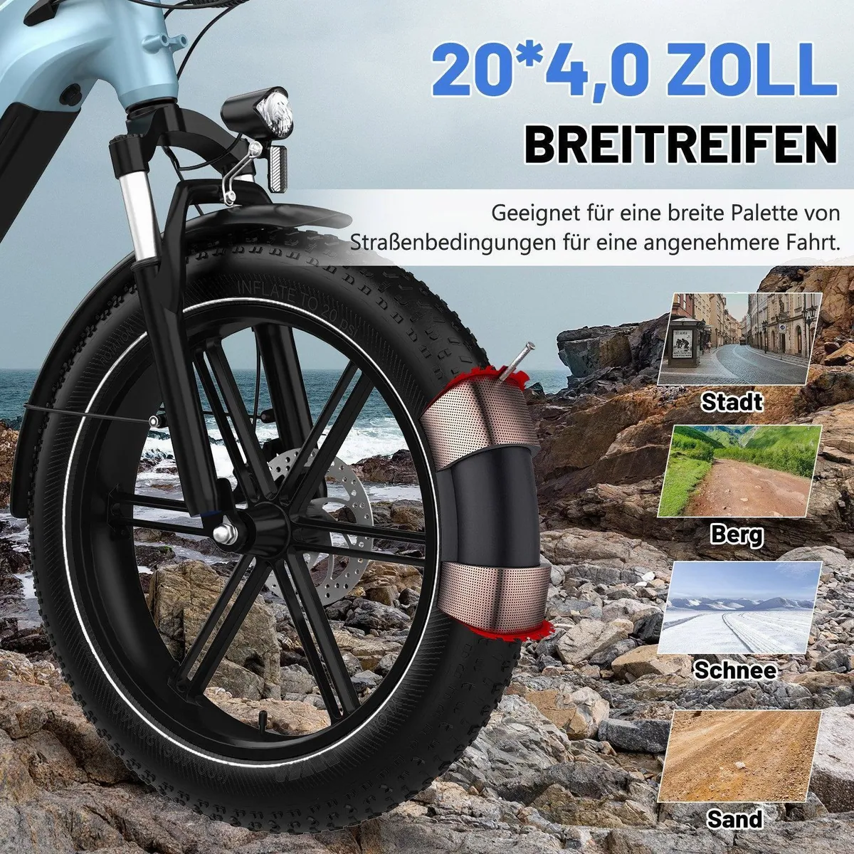 ECORUSH R6 Elektrofahrrad, 250W Motor, 120 km Reichweite, 7-Gang Shimano 5