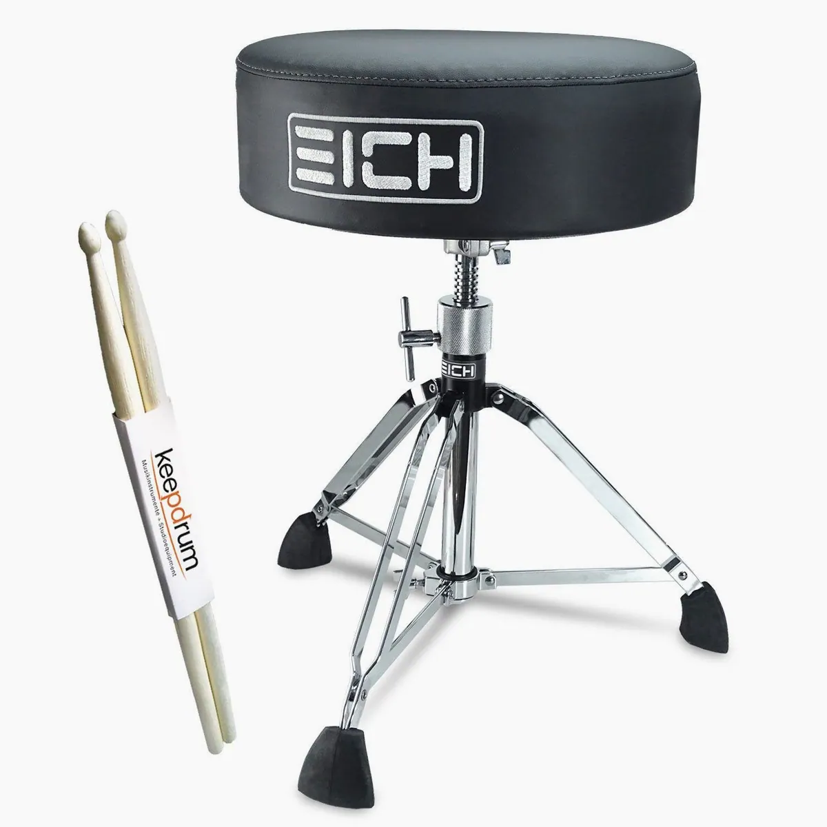 Eich Amplification DBC400R Subwoofer-Hocker, integrierter Bass-Shaker, höhenverstellbar, inkl. Trommelstöcke