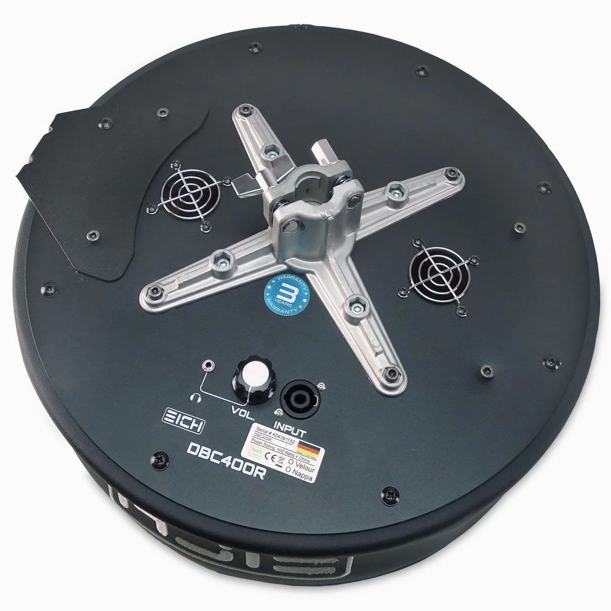 Eich Amplification DBC400R Subwoofer-Hocker, integrierter Bass-Shaker, höhenverstellbar, inkl. Trommelstöcke 4