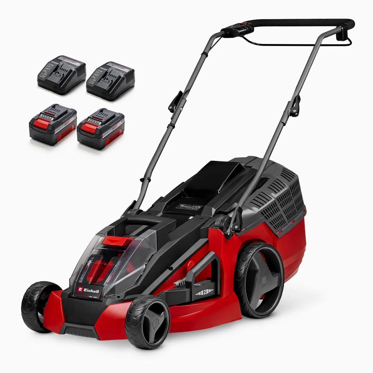 Einhell GE-CM 43 Li M Akkurasenmäher, 43 cm Schnittbreite, 2x4,0 Ah Akkus — kabellos, höhenverstellbar, mit Mulchfunktion