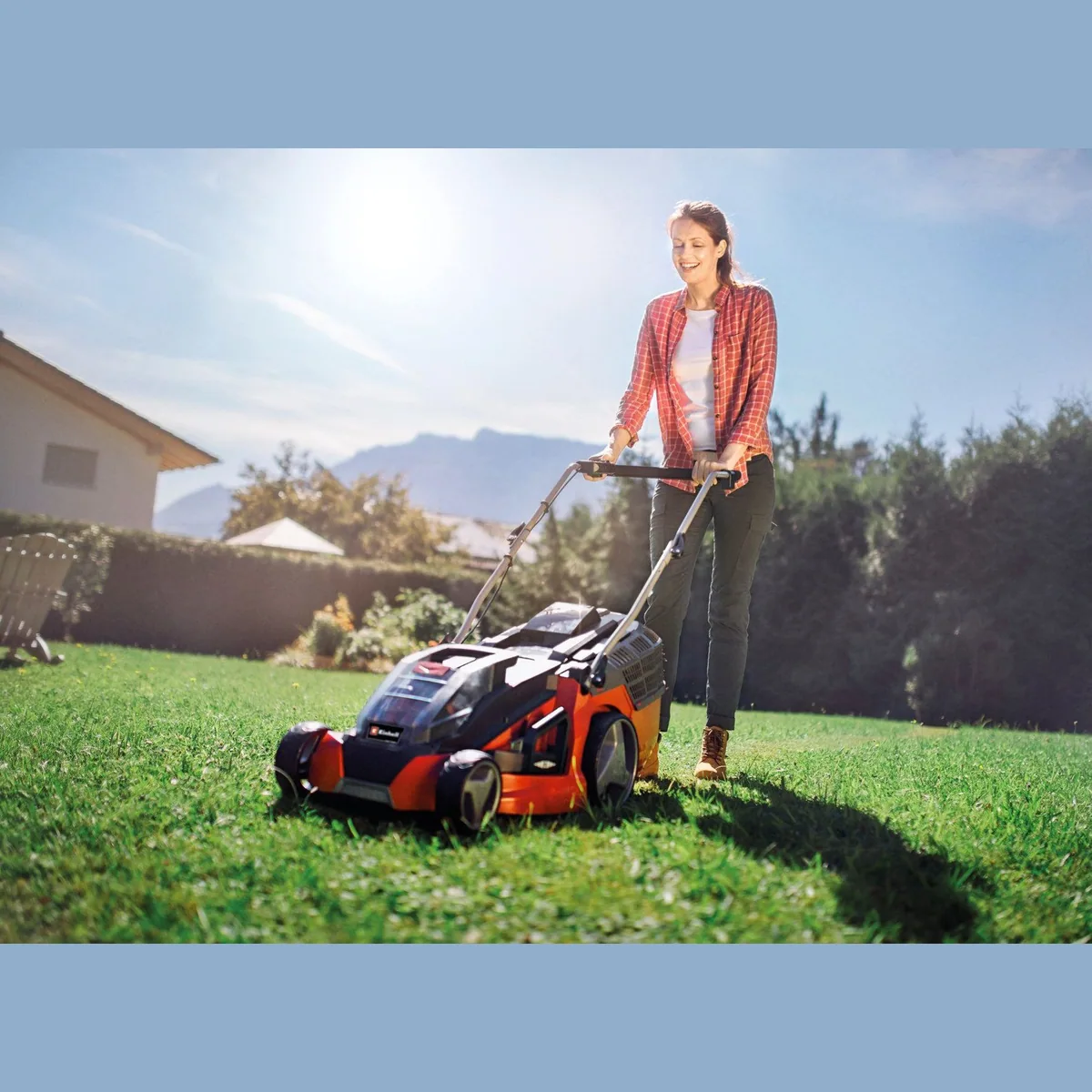 Einhell GE-CM 43 Li M Akkurasenmäher, 43 cm Schnittbreite, 2x4,0 Ah Akkus — kabellos, höhenverstellbar, mit Mulchfunktion 3