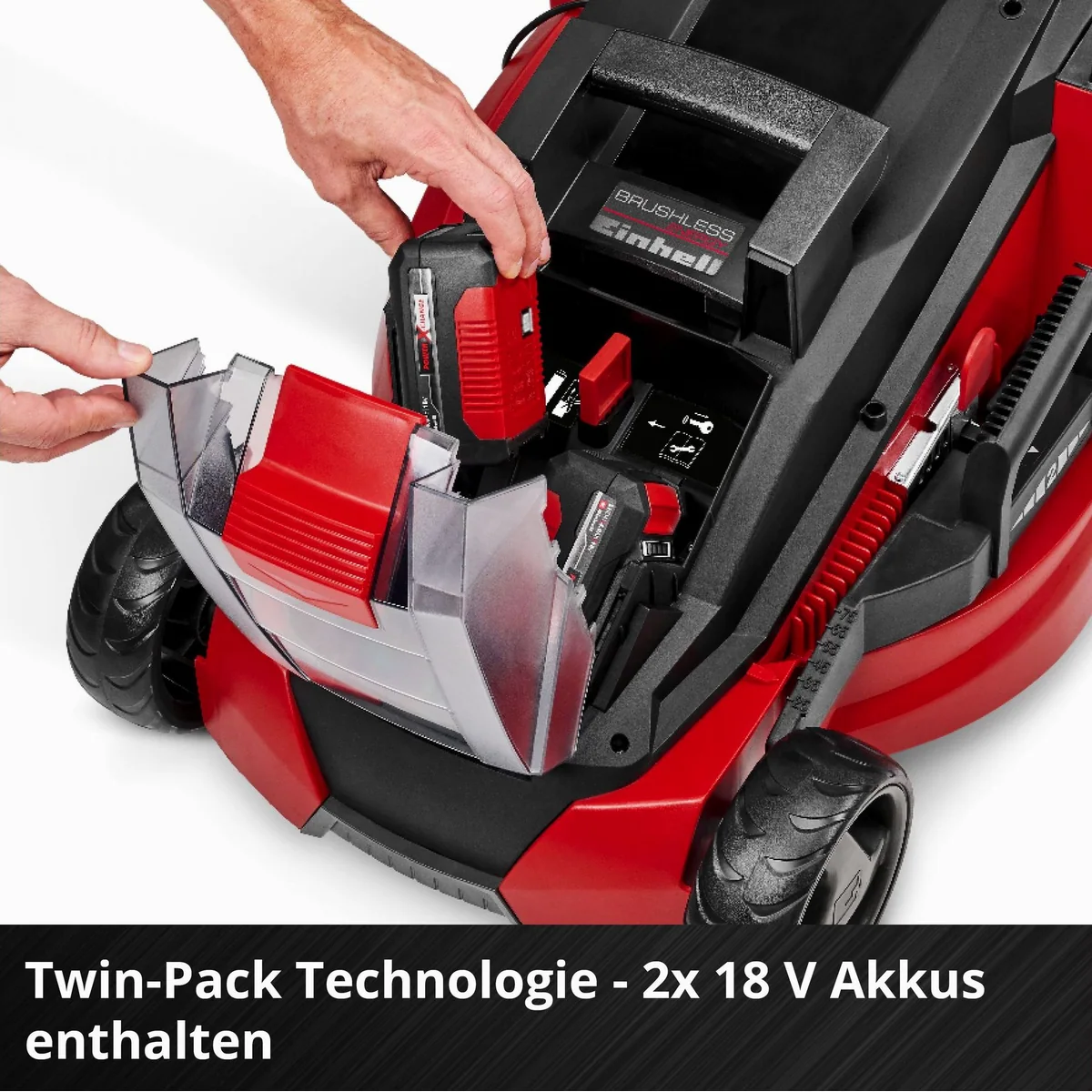 Einhell GE-CM 43 Li M Akkurasenmäher, 43 cm Schnittbreite, 2x4,0 Ah Akkus — kabellos, höhenverstellbar, mit Mulchfunktion 4