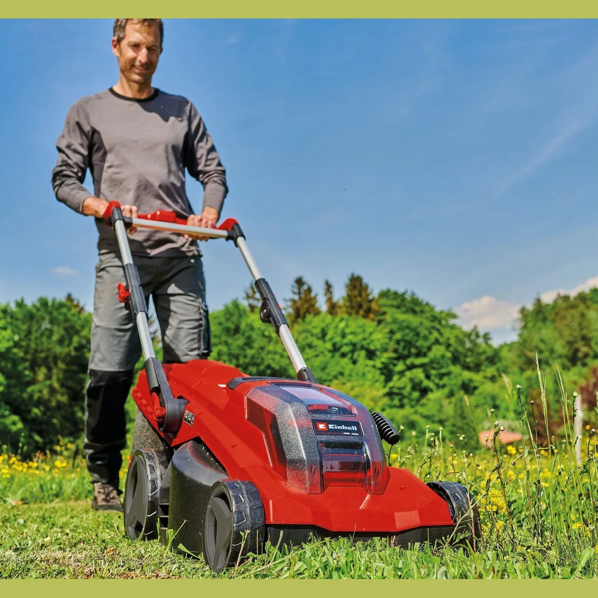Einhell Akkurasenmäher GP-CM 36/41 Li - Solo, bürstenloser Motor, 6-stufige Schnitthöhenverstellung, klappbarer Führungsholm 4