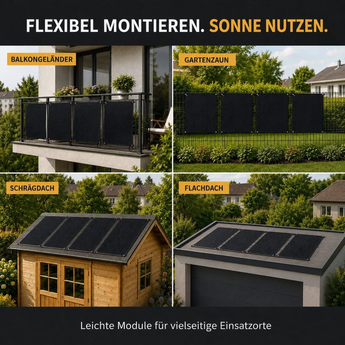 enjoy solar Balkon-PV-Anlage 800W RC MI2S-800D, 4x200W flexible Solarmodule, Plug-and-Play 4