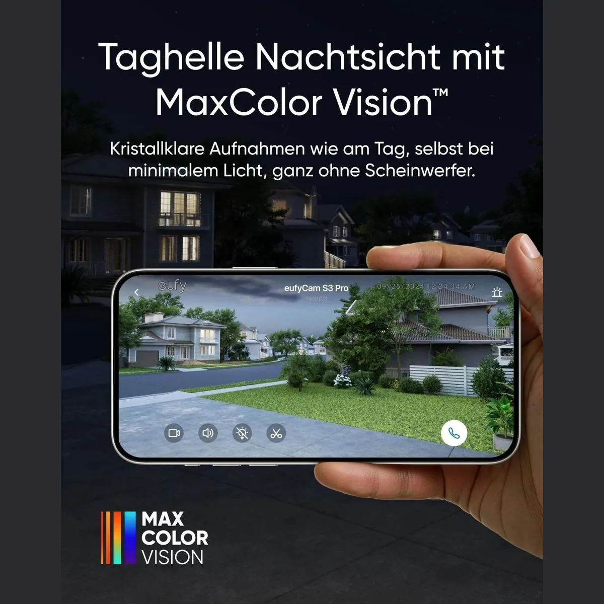 eufy eufyCam S3 Pro Überwachungskamera, 4K Auflösung, verbesserte Nachtsicht, kabellos mit Solarbetrieb 2