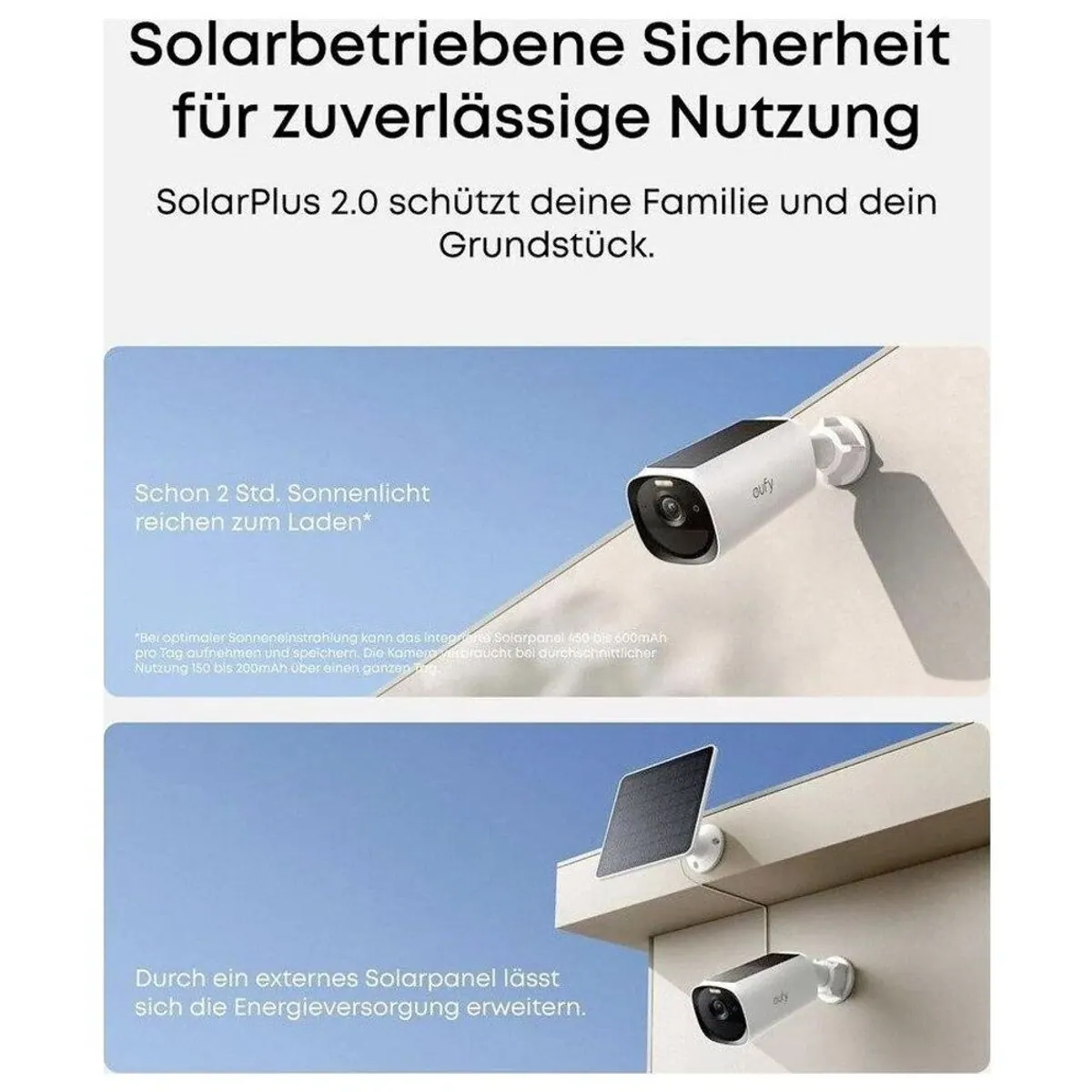 eufy eufyCam E40 4-Cam Kit, kabellos, 2K-QHD, integriertes Solarpanel 2
