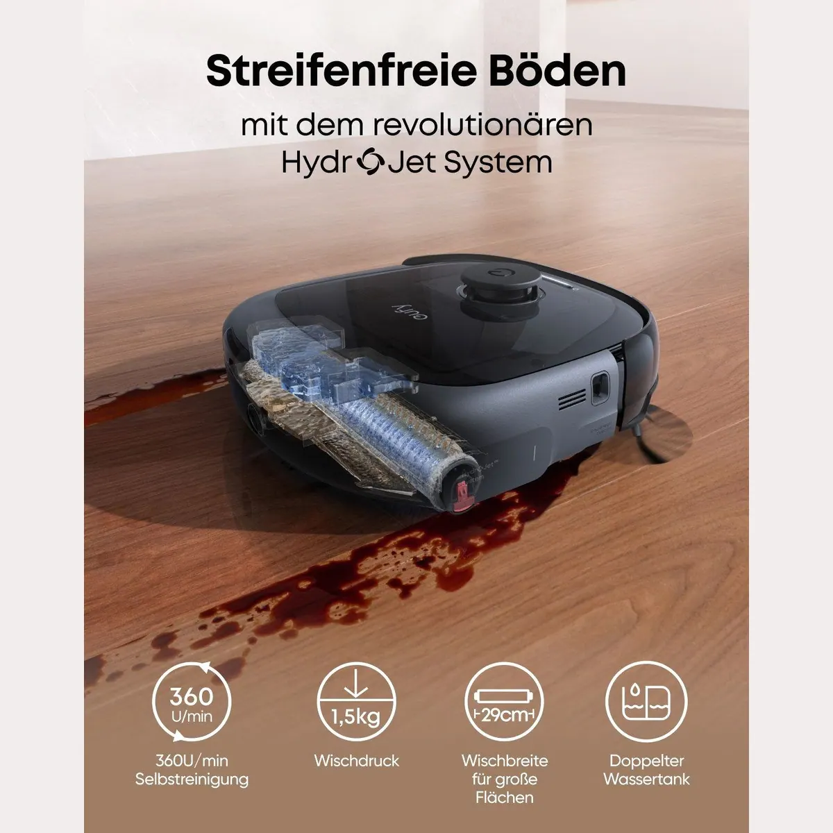 eufy Omni E28 HydroJet Saugroboter, 20.000Pa Saugkraft, Wischfunktion, All-in-One-Station 4