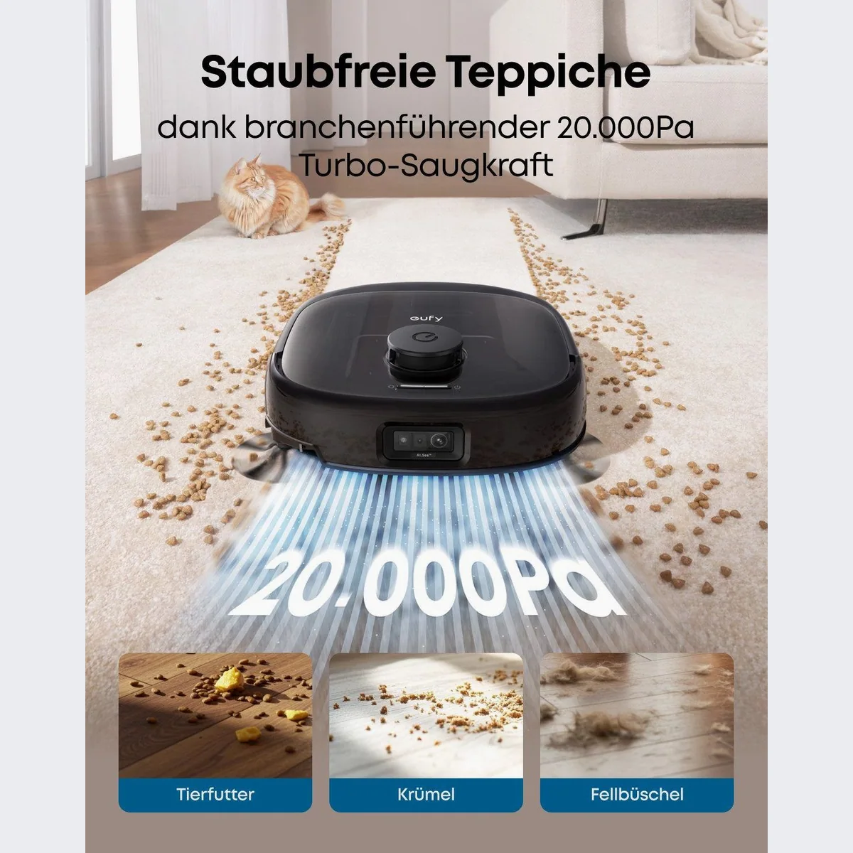 eufy Omni E28 HydroJet Saugroboter, 20.000Pa Saugkraft, Wischfunktion, All-in-One-Station 5