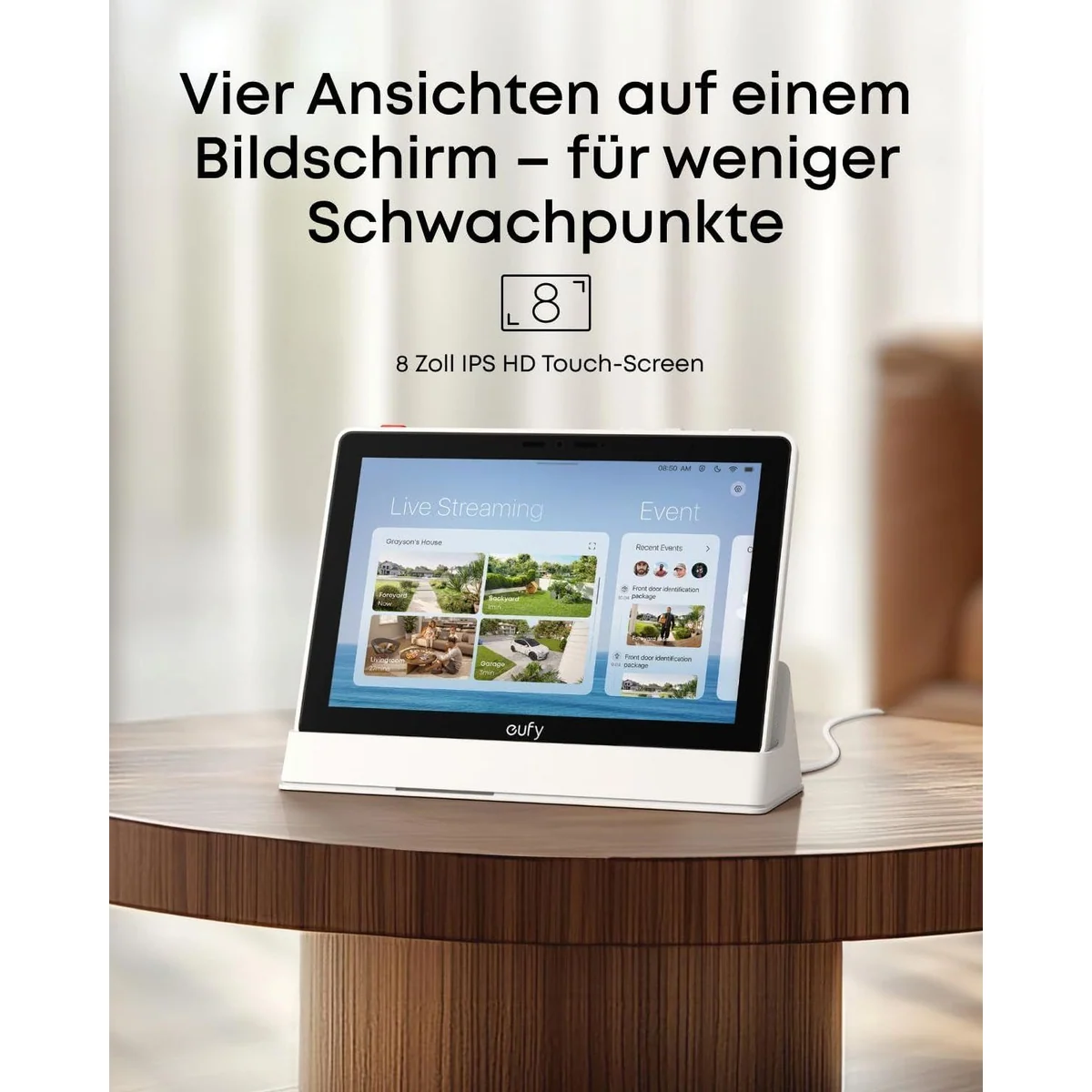 eufy Smart Display 8", Echtzeit-Benachrichtigungen, 4 Live-Streams 2