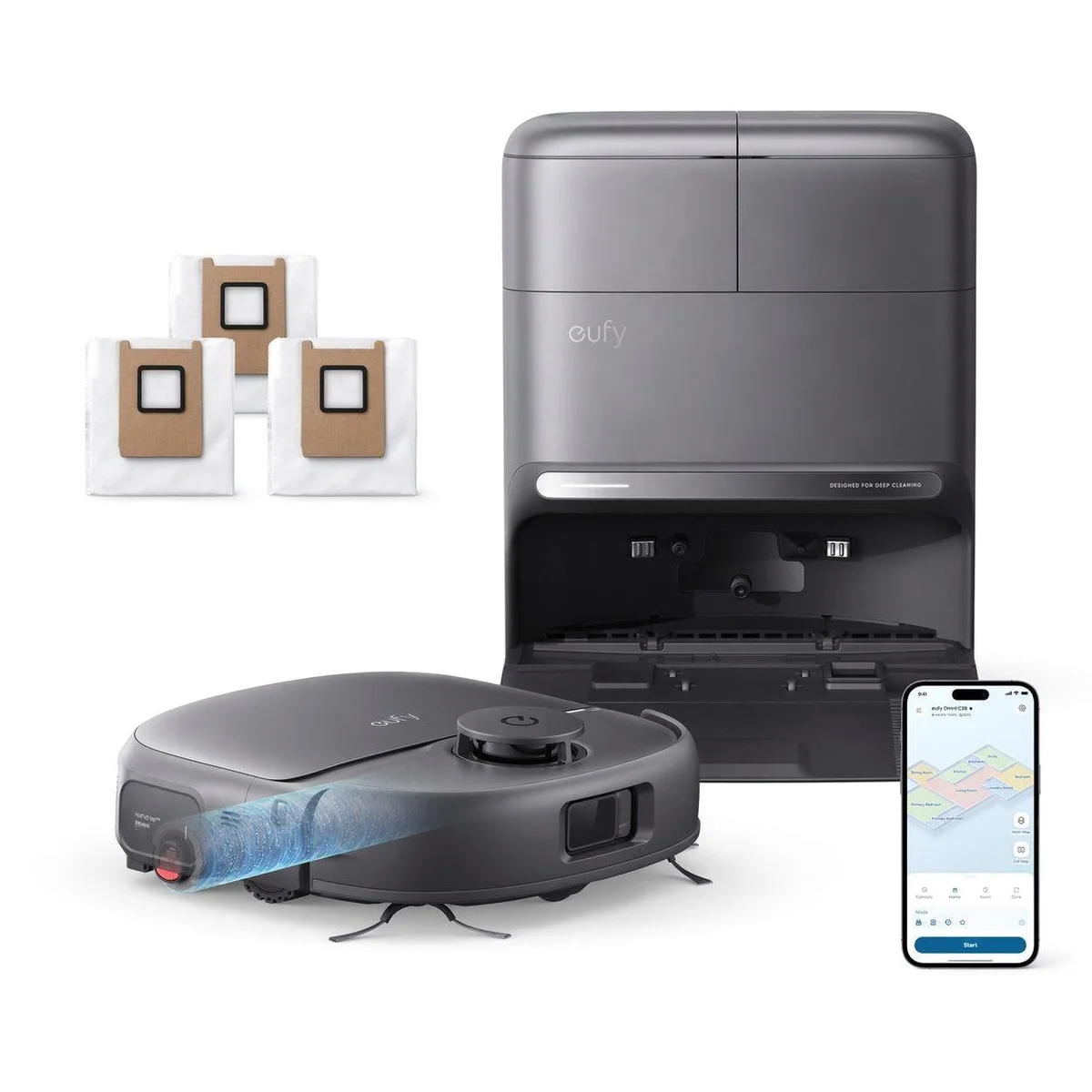 eufy Saugroboter C28, 15000 Pa Turbo-Saugkraft, selbstreinigende Wischrolle