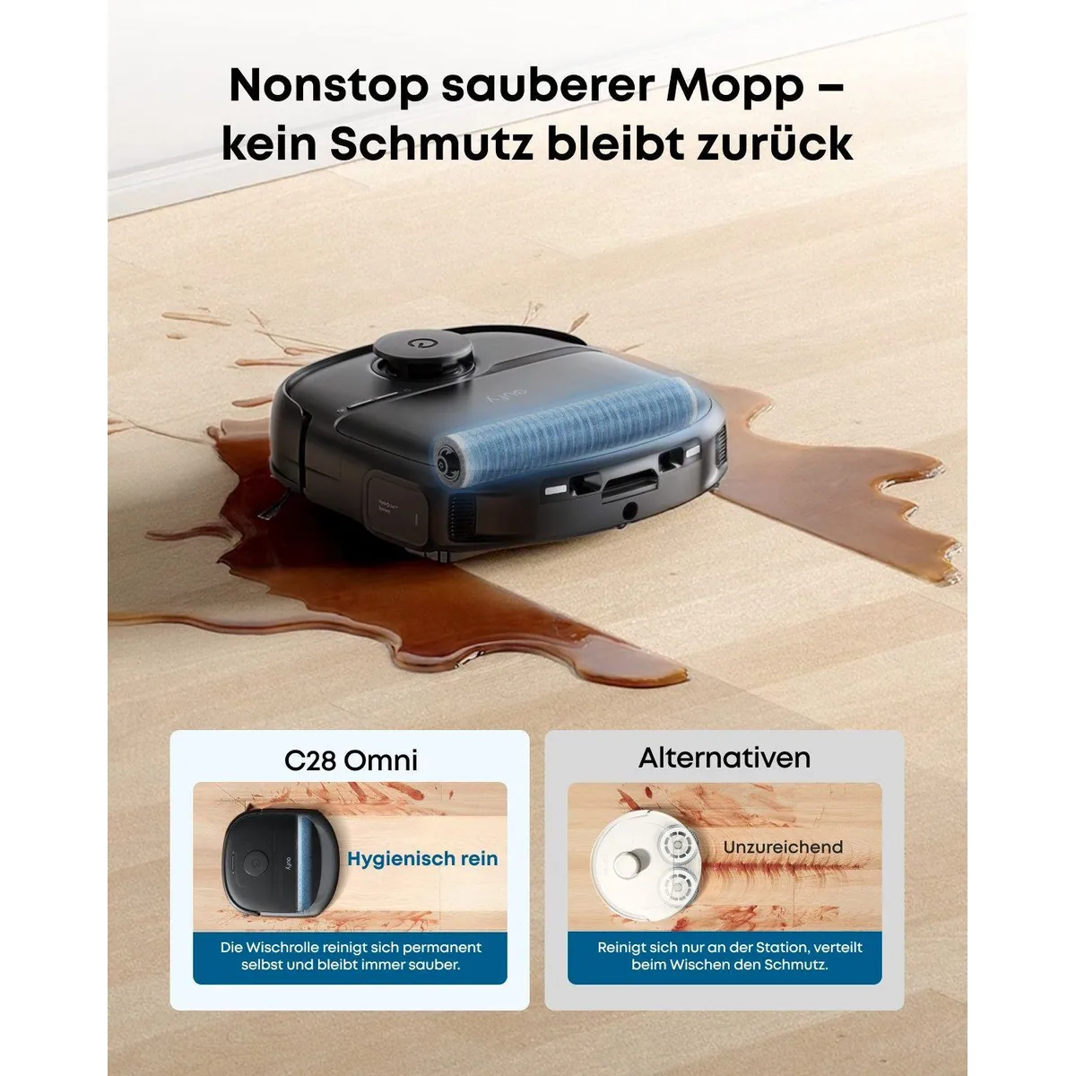 eufy Saugroboter C28, 15000 Pa Turbo-Saugkraft, selbstreinigende Wischrolle 3