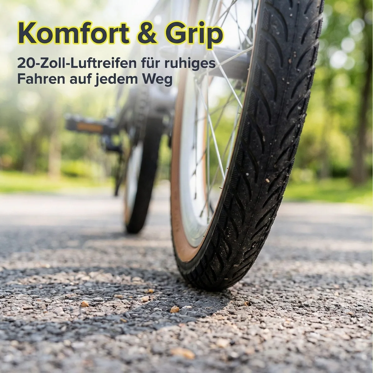 EVERCROSS TECH EM1 Faltrad, robustes Aluminium, präzise 7-Gang-Schaltung, mechanische Scheibenbremse 4