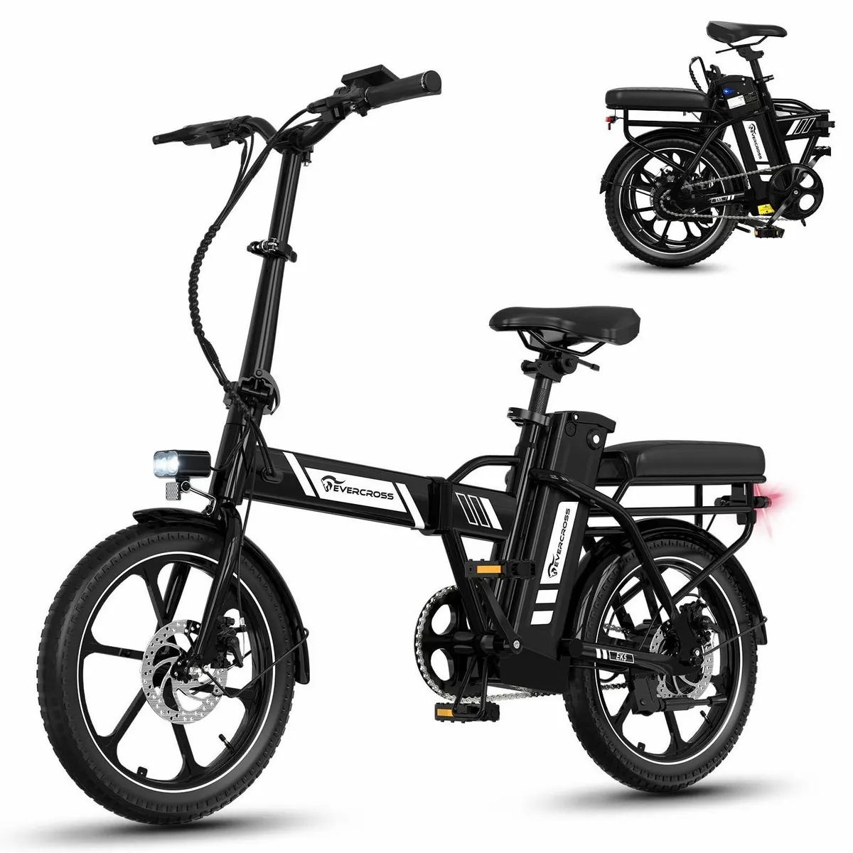 EVERCROSS TECH EK5 E-Bike, 250W Motor, 60 km Reichweite, faltbar