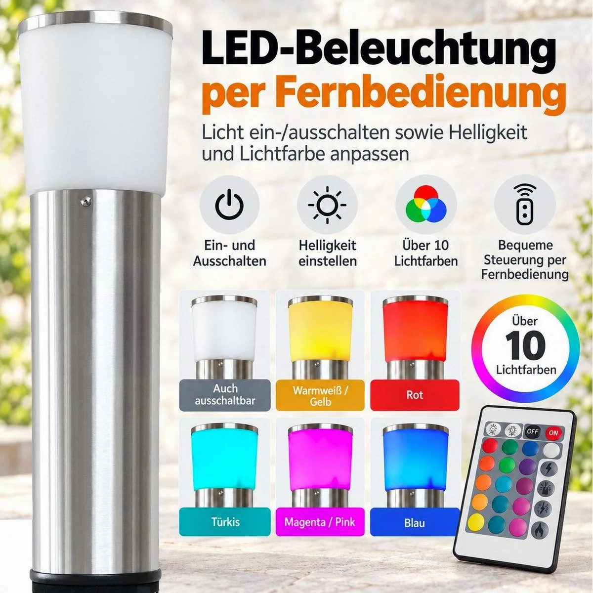 EWT Clima 801 LS Terrassenheizstrahler, 1500 W, 360° Wärmeabstrahlung, integrierte LED-Beleuchtung 5