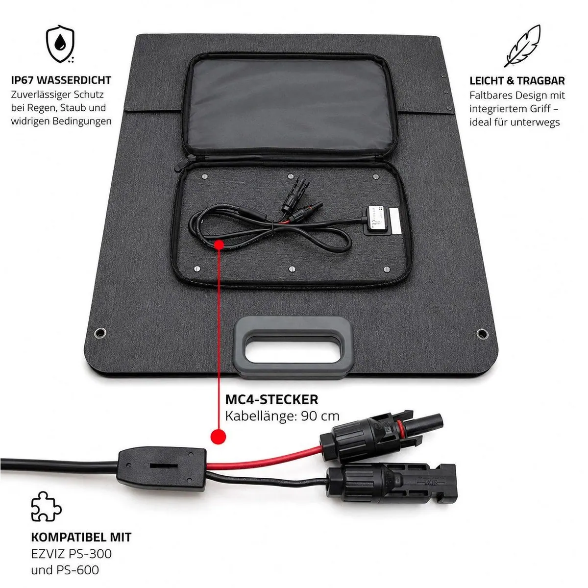 Ezviz Solarpanel 100W/200W, faltbar, hoher Wirkungsgrad, IP67 wetterfest 3