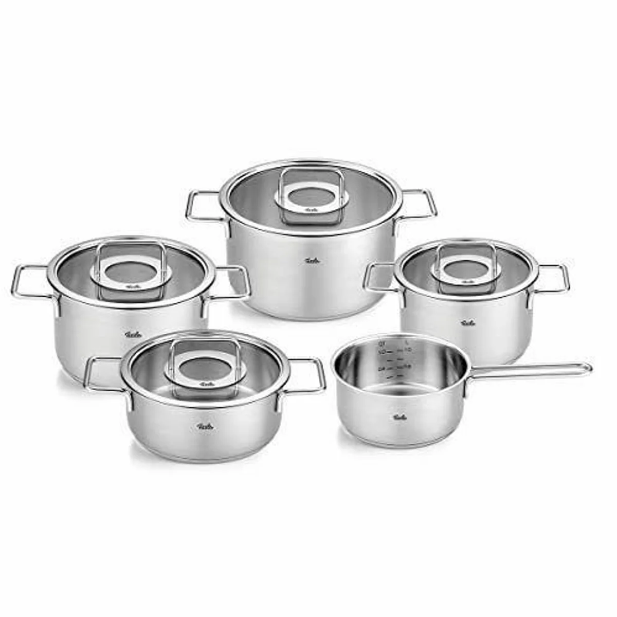 Fissler Pure Collection Topf-Set, Edelstahl 18/10, 5-teilig — Kochtöpfe, Bratentopf, Stielkasserolle